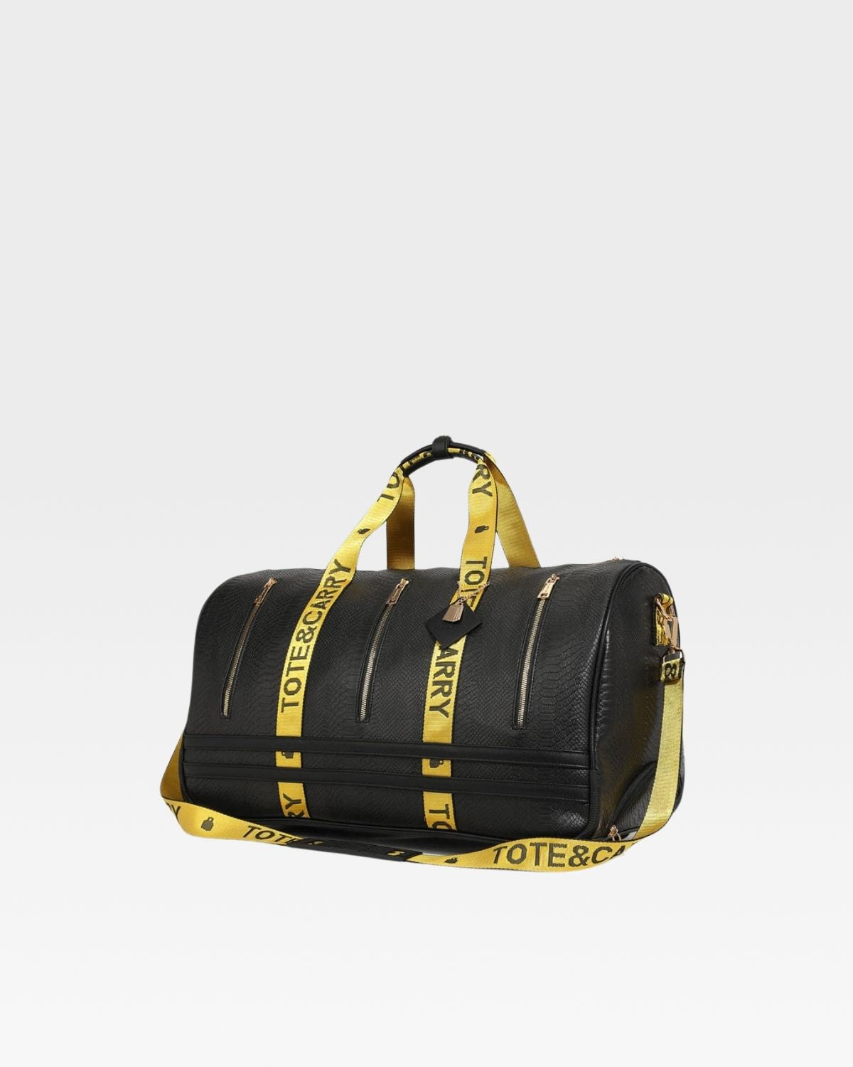 Caution Tape Rolling Duffle Bag in Black & Yellow
