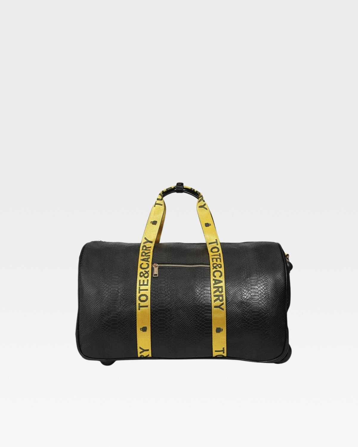 Caution Tape Rolling Duffle Bag in Black & Yellow