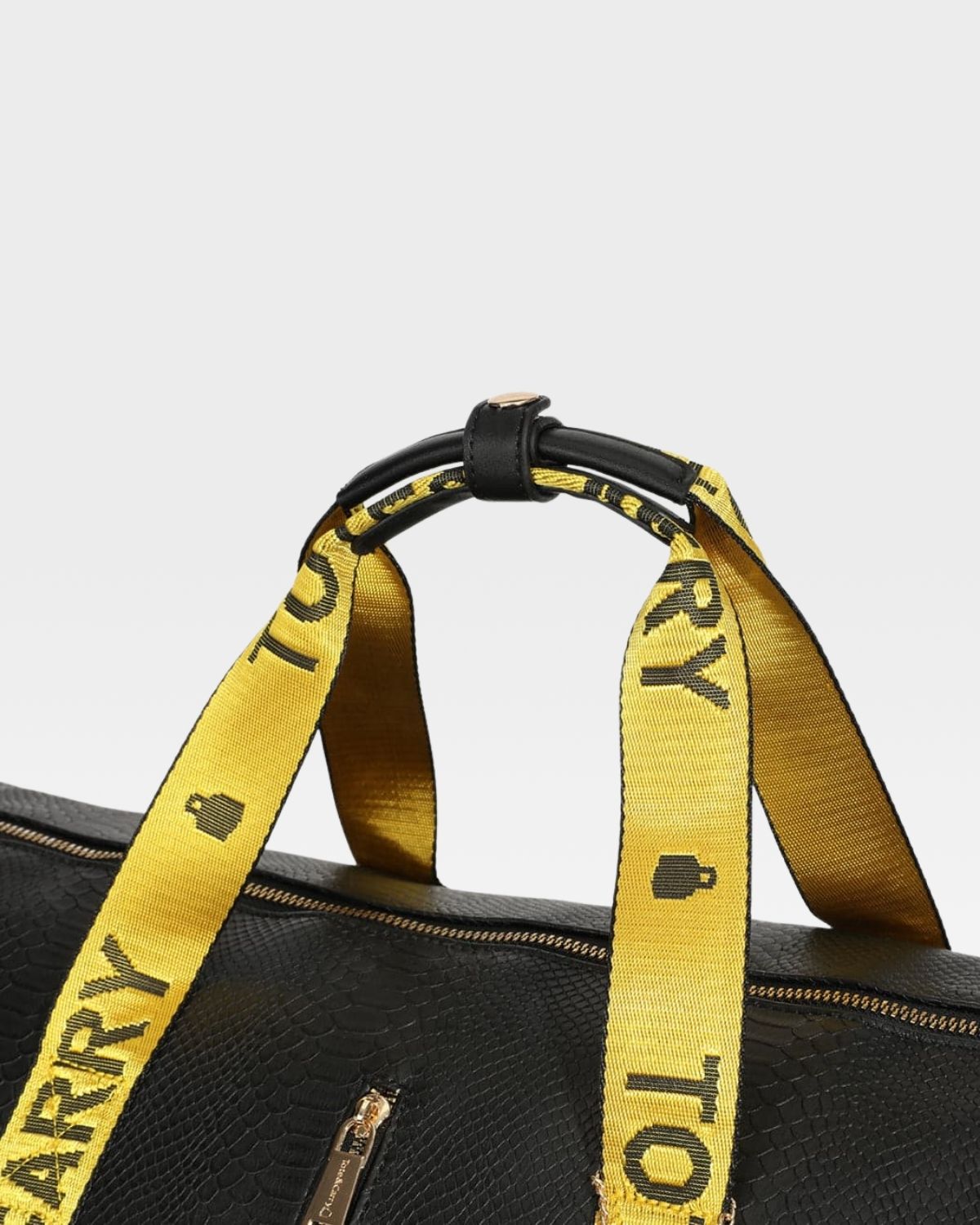 Caution Tape Rolling Duffle Bag in Black & Yellow
