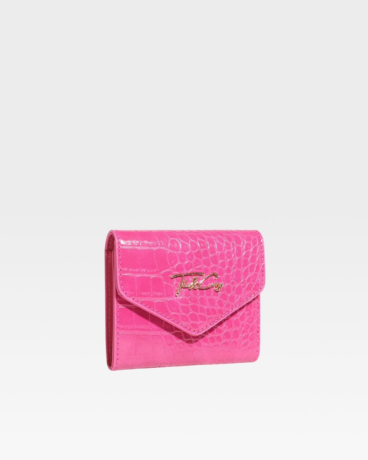 Mini Leather Wallet in Hot Pink