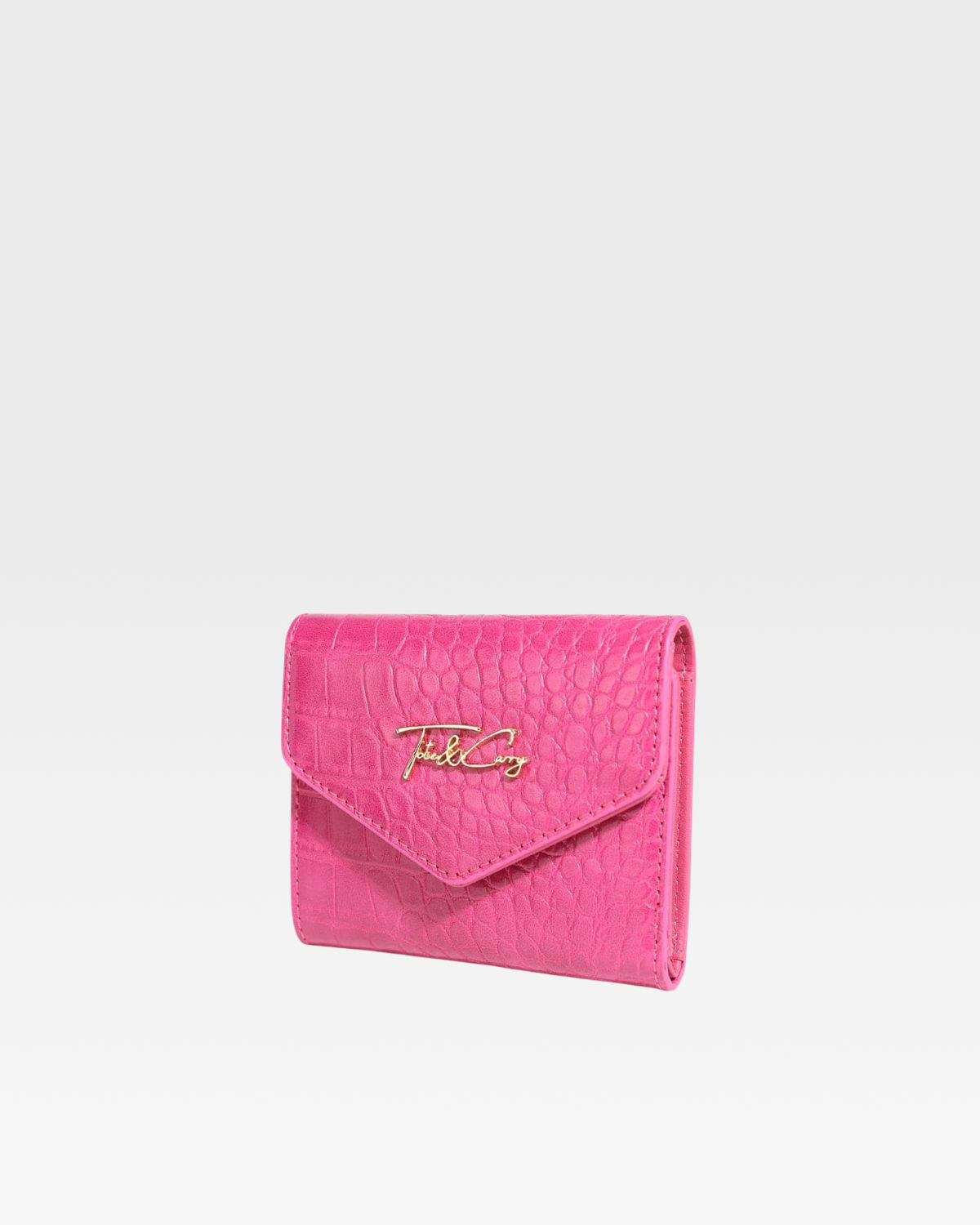 Mini Leather Wallet in Hot Pink
