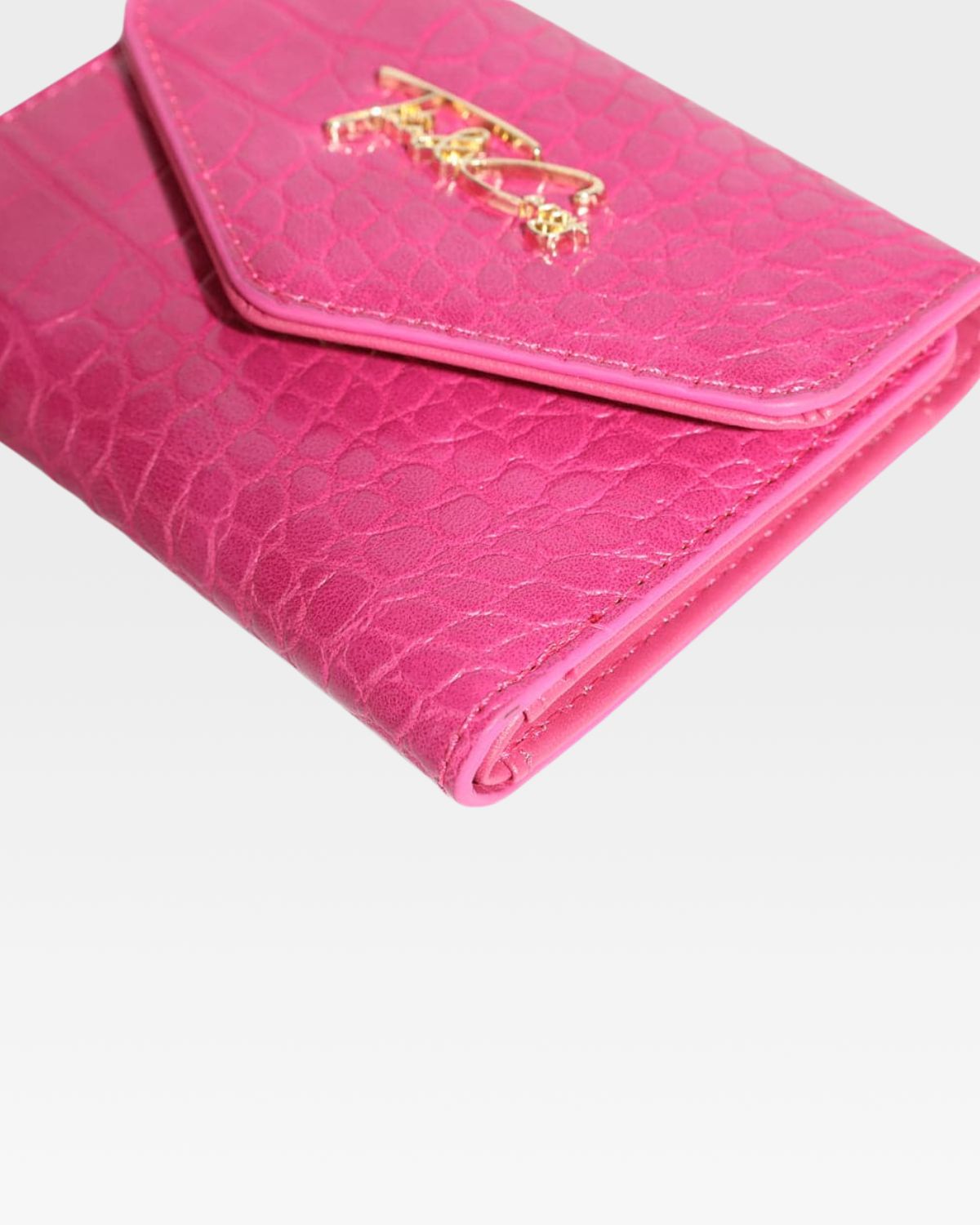 Mini Leather Wallet in Hot Pink